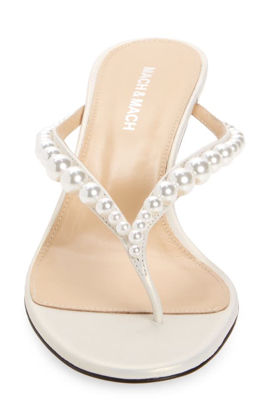 Shop Mach & Mach Sirene Imitation Pearl Embellished Kitten Heel Sandal In White