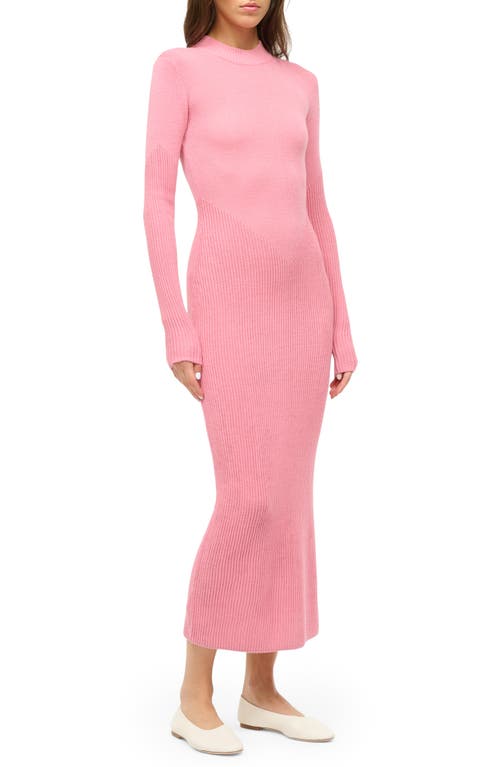 Shop Staud Ramona Long Sleeve Wool Blend Sweater Dress In Damask Pink