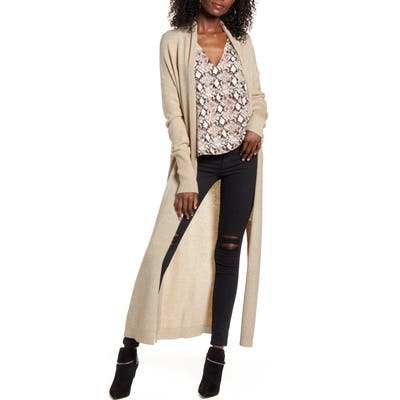 Leith Longline Open Cardigan, Beige