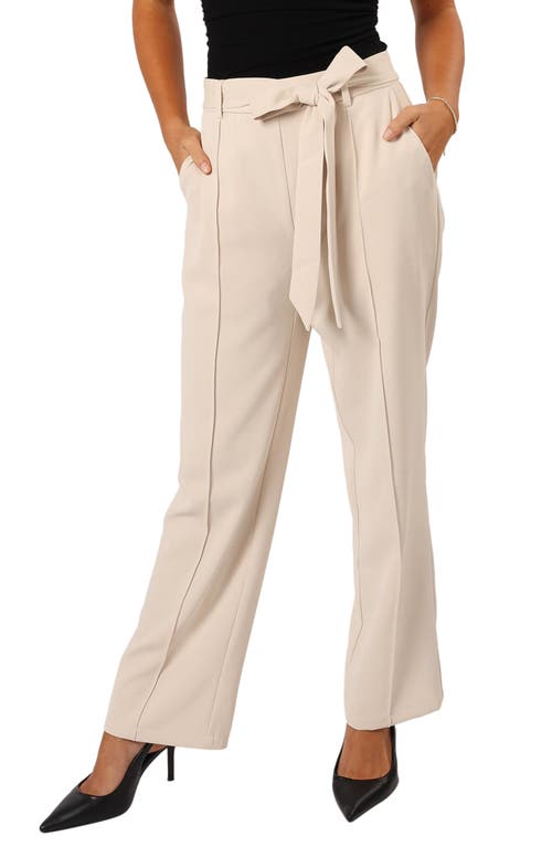Petal And Pup Petal & Pup Averie Tie Waist Straight Leg Pants In Neutral