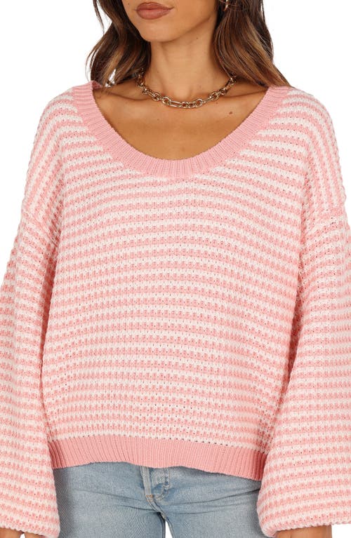 Petal And Pup Petal & Pup Becca Stripe One-shoulder Sweater In Pink