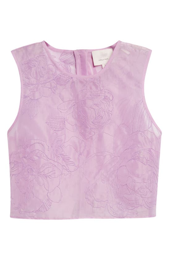 Shop Cinq À Sept Etta Embroidered Sleeveless Crop Top In Lilac