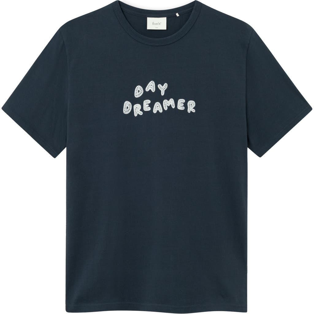 Forét Foret Dream Organic Cotton Graphic T-shirt In Blue