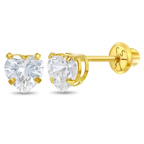 Shop In Season Jewelry 14k Classic Heart Cubic Zirconia Solitaire In Gold