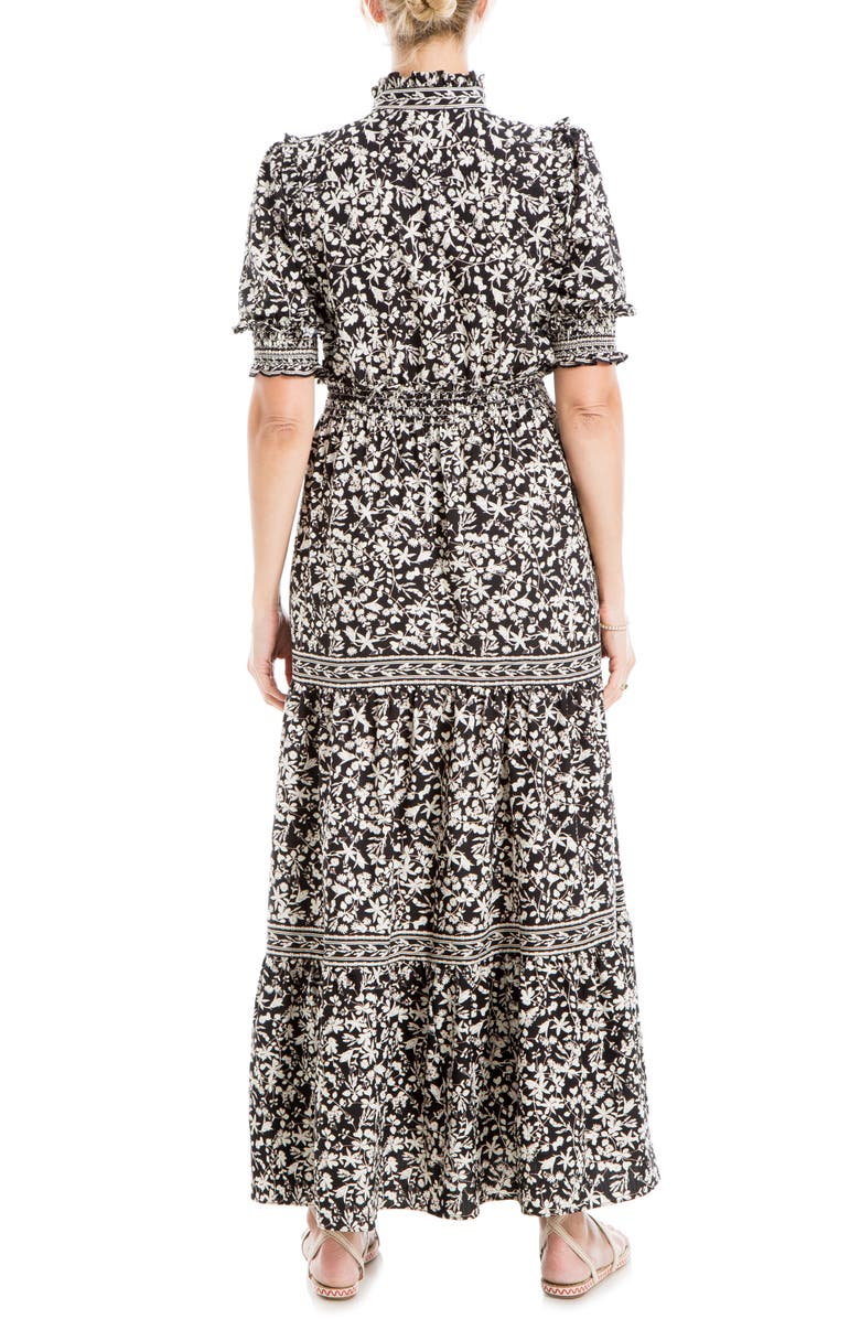 MAX STUDIO Floral Short Sleeve Tiered Maxi Dress | Nordstromrack