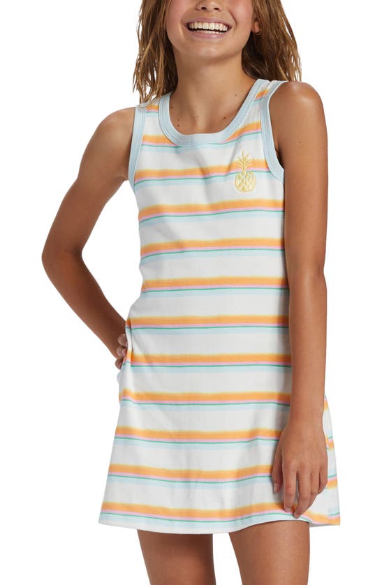 Shop Billabong Kids' Cutest Ever Stripe Tank Dress In Orange/ White Multi