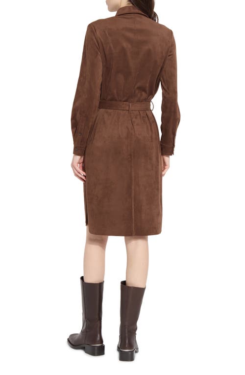 Shop Lyssé Schiffer Long Sleeve Faux Suede Shirtdress In Warm Brown