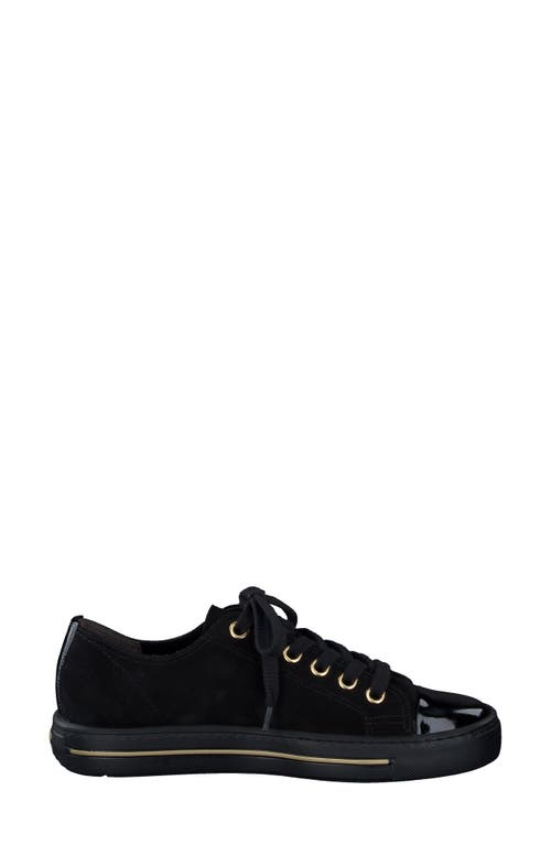 Shop Paul Green Sophie Sneaker In Black Suede Patent Combo