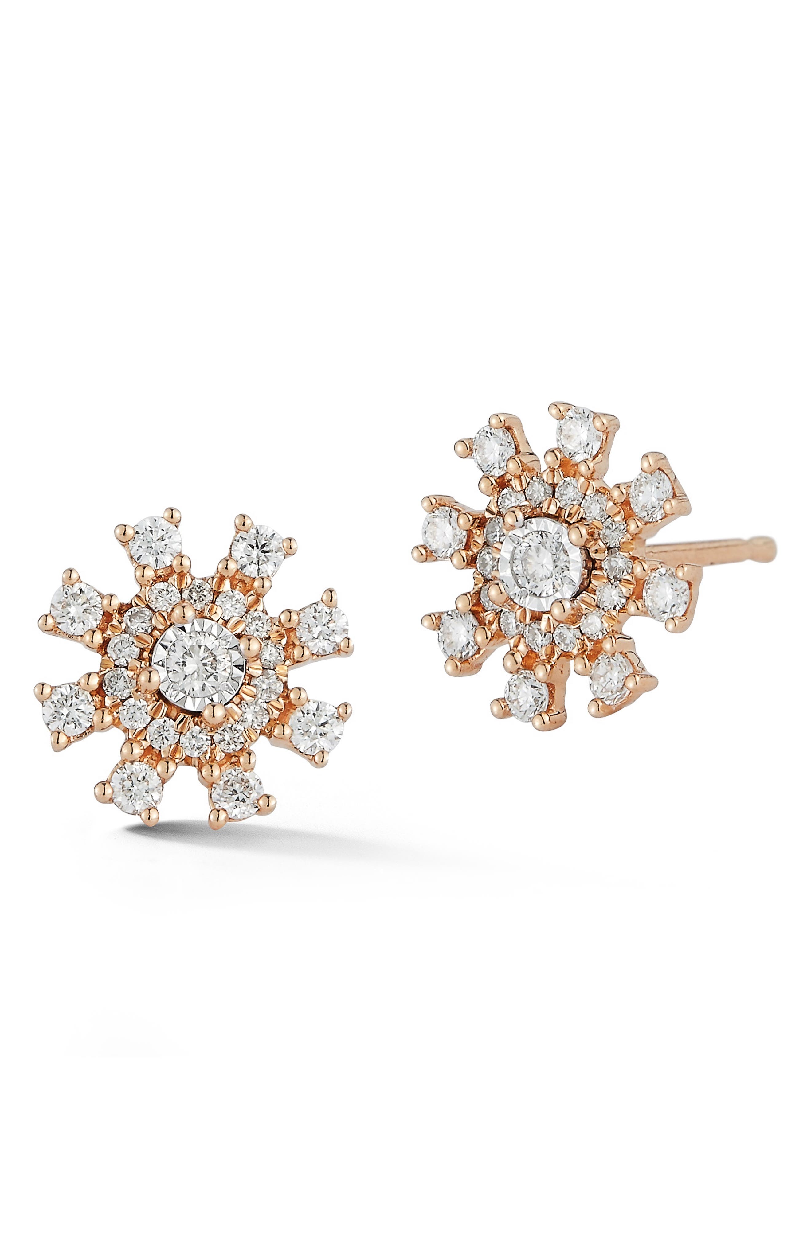 Dana Rebecca Designs Ava Bea Mini Diamond Medallion Stud Earrings in Yellow Gold