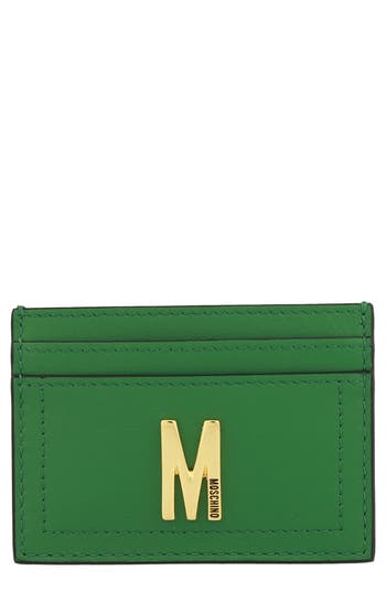 Moschino Logo Card Case In Green