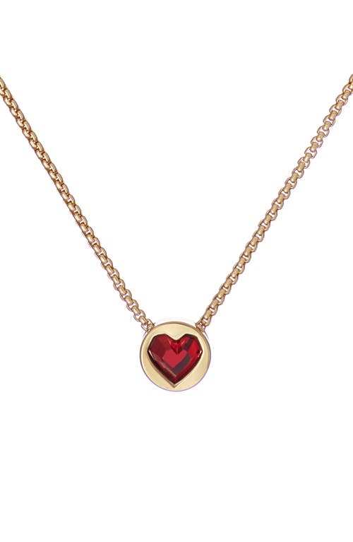 Ted Baker London Harparh Heart Rock Crystal Pendant Necklace in Gold Tone Red