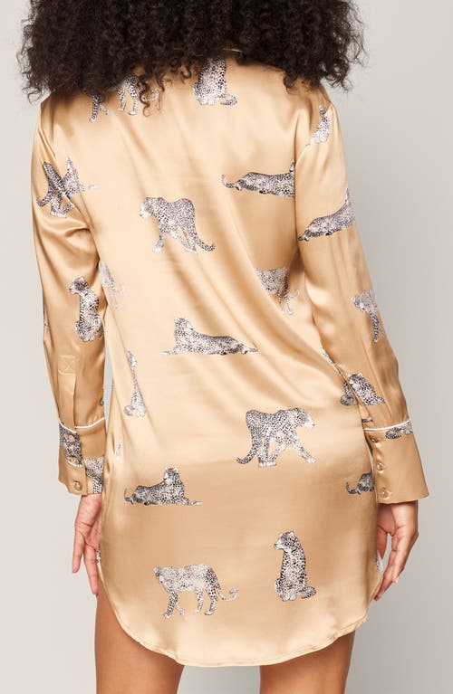 Shop Petite Plume Panther Print Mulberry Silk Nightgown In Beige