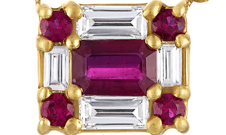 Shop Mindi Mond Ruby & Diamond Cube Pendant Necklace In Yellow Gold/ Diamond/ Ruby