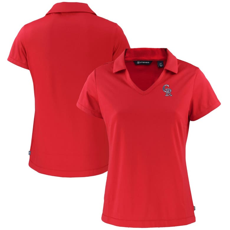 Cutter & Buck Red Colorado Rockies Daybreak Eco Recycled V-neck Polo