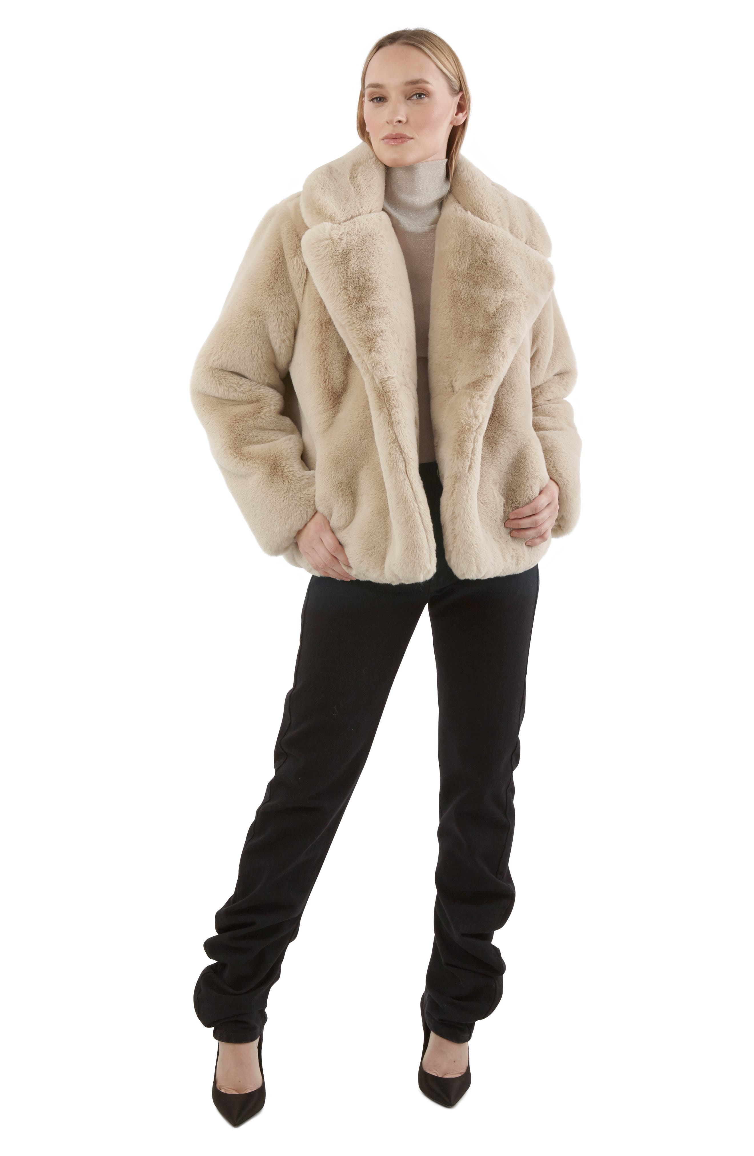 Apparis Milly Oversize Faux-fur Coat in Natural Womens Clothing Coats Fur coats 