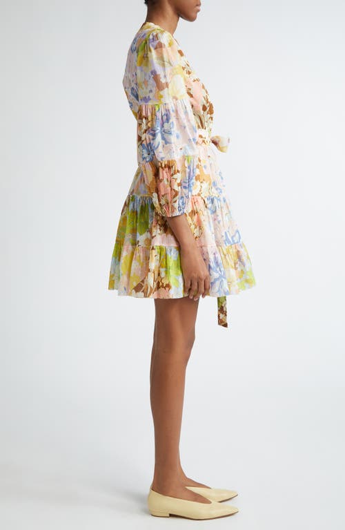 Shop Zimmermann Pop Mixed Floral Cotton Wrap Dress In Patch Floral