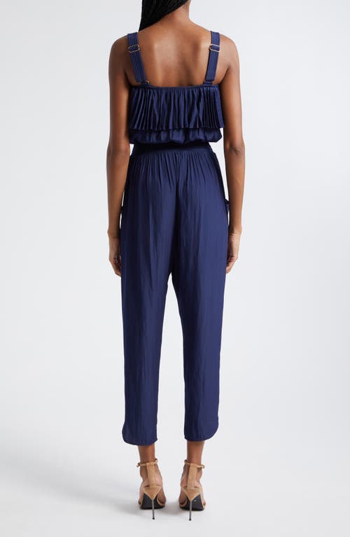 Ramy Brook Shay Ruffle Sleeveless Jumpsuit In Spring Navy