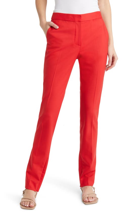 Argent Stretch Wool Straight Leg Trousers In Poppy