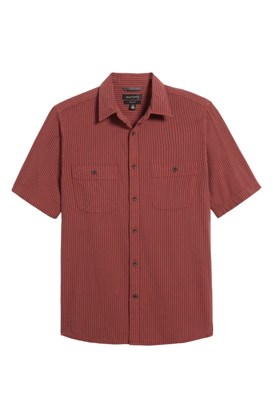 Shop Treasure & Bond Regular Fit Stripe Short Sleeve Button-up Shirt In Burgundy Nathan Seersucker