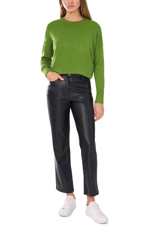 Shop Vince Camuto Exposed Seam Crewneck Sweater In Salted Lime