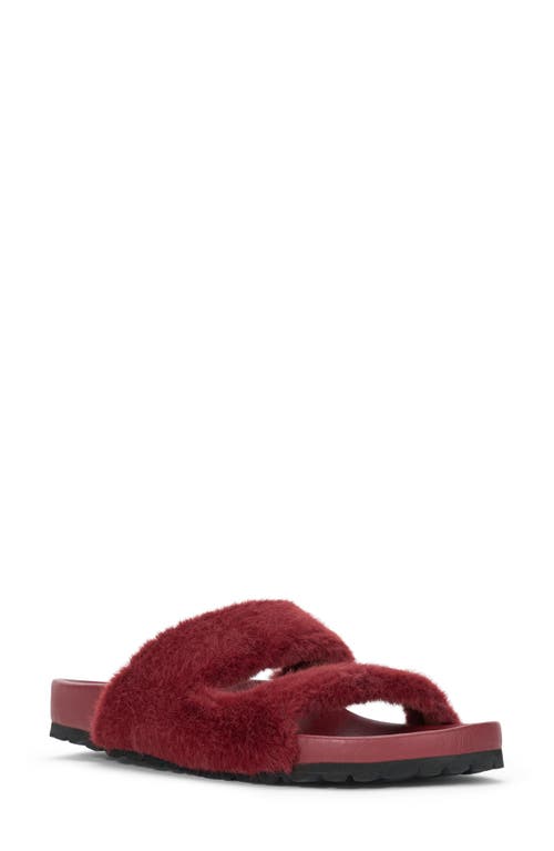 Shop Staud Cyprus Faux Fur Slide Sandal In Pinot