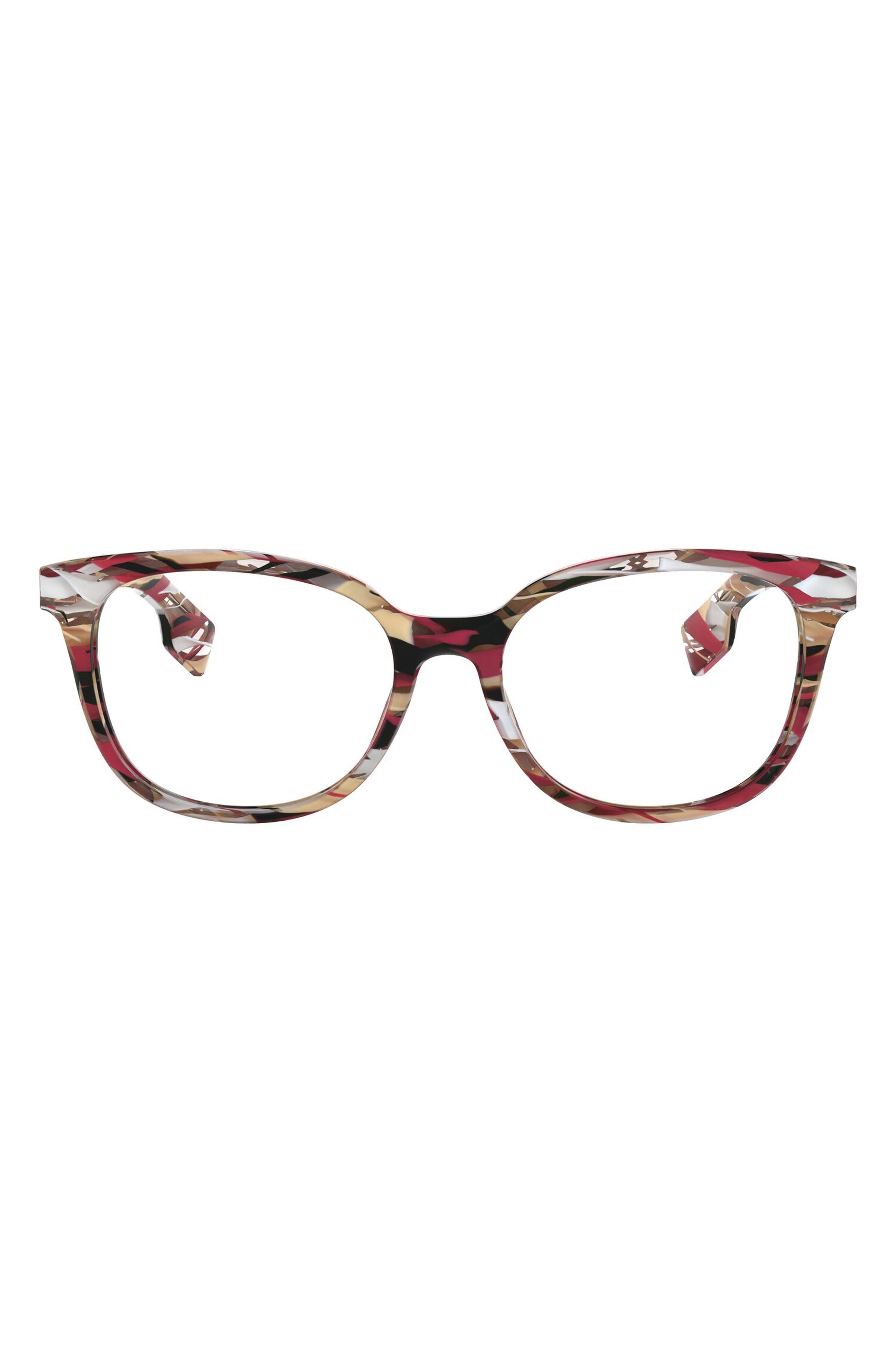 Burberry 53mm Cat Eye Optical Glasses in Red Multi at Nordstrom