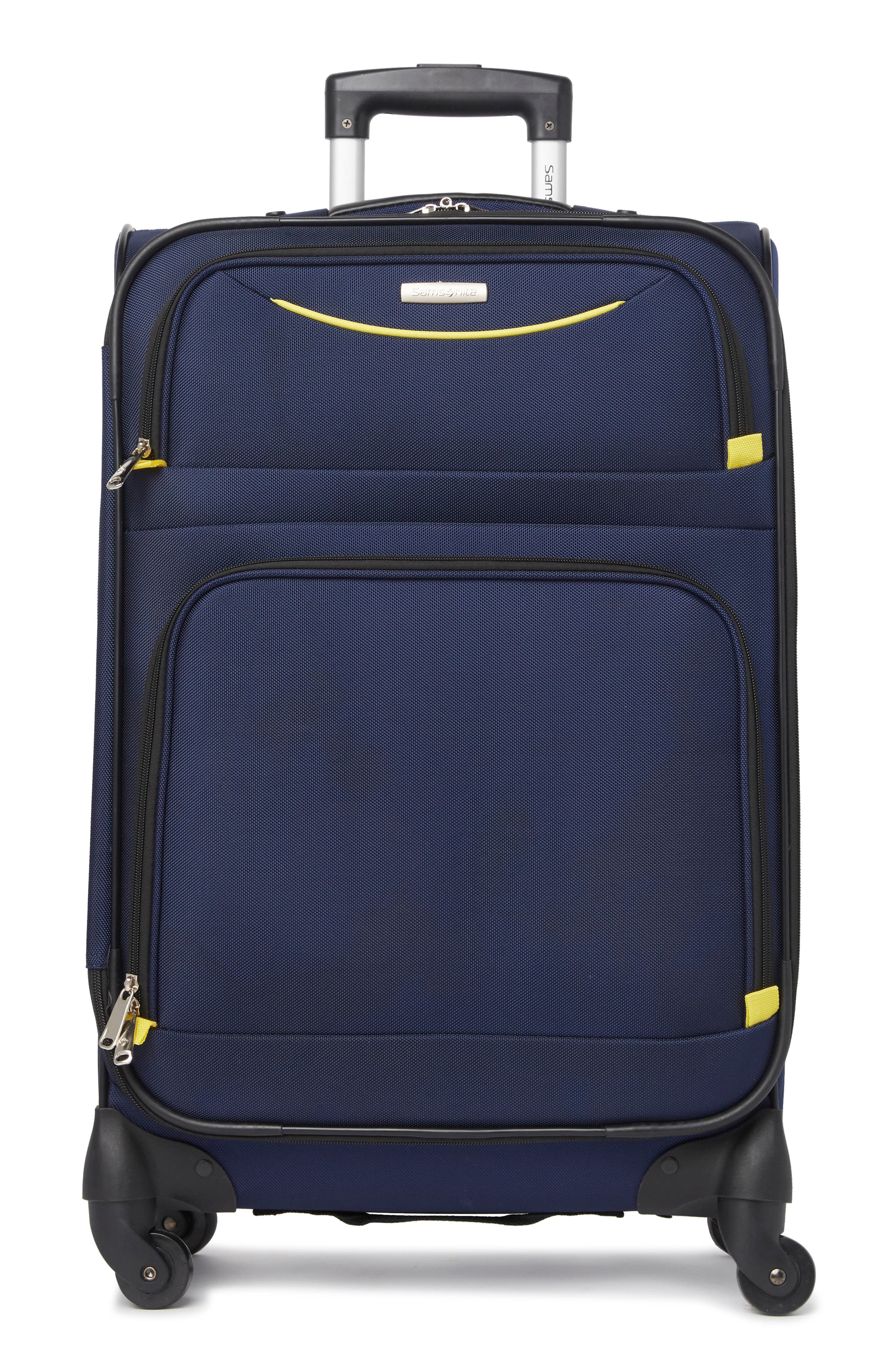 Samsonite Softside 25" Spinner Suitcase In Navy/yellow
