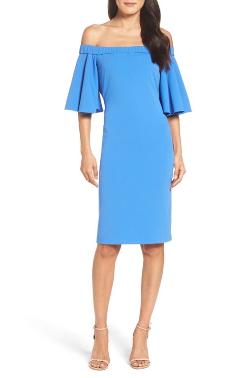 Eliza J Off the Shoulder Sheath Dress in Blue 