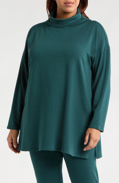 Shop Eileen Fisher Drapey Funnel Neck Terry Tunic In Pine