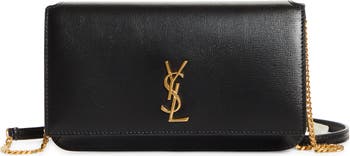 Black YSL-monogram leather cross-body phone holder