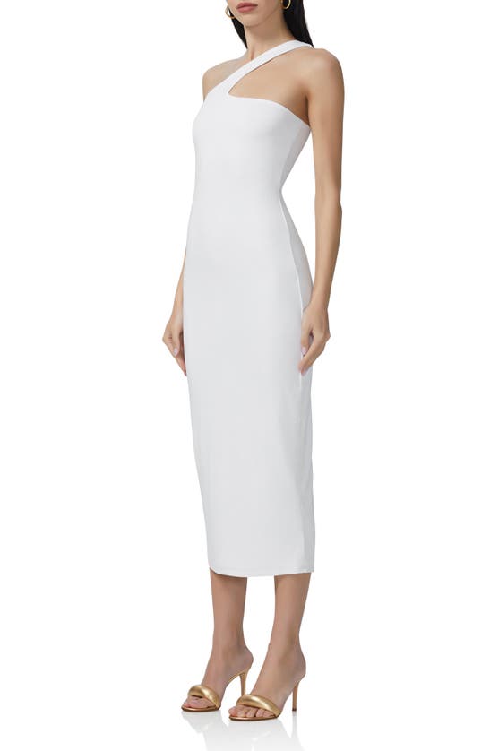Shop Afrm Sloane Asymmetric Neck Midi Dress In Bright White