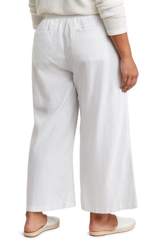 Caslon Tie Waist Wide Leg Crop Linen Blend Pants In White