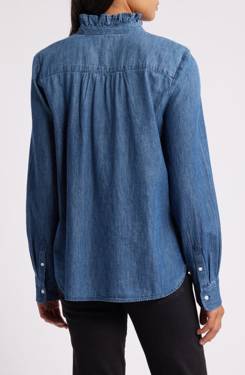 Caslonr Caslon(r) Ruffle Chambray Top In Dark Wash