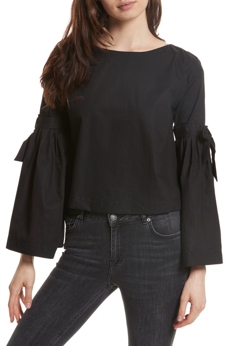 FREE PEOPLE So Obviously Yours Bell Sleeve Top, Main, color, BLACK