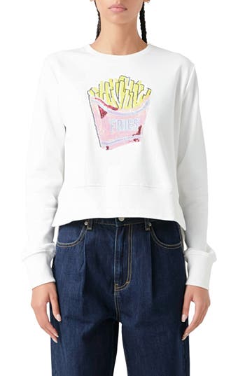 Grey Lab Fries Patch Sweatshirt In White