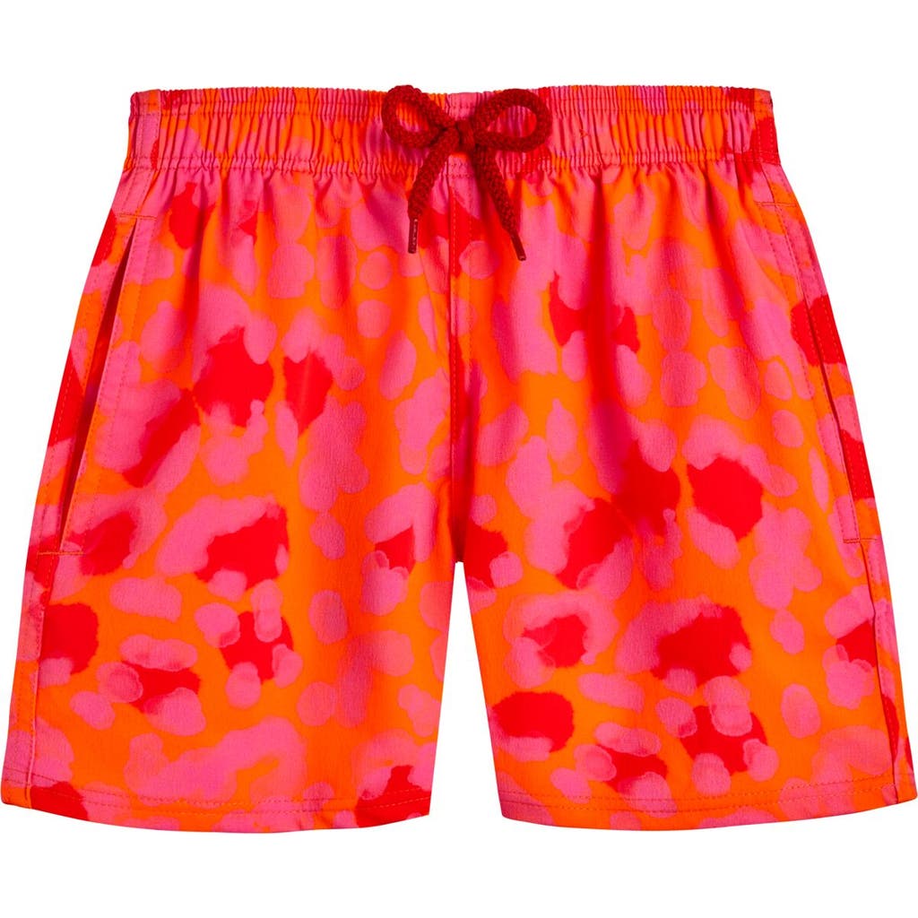 Vilebrequin Boy's Leopard-print Swim Shorts In Abricot
