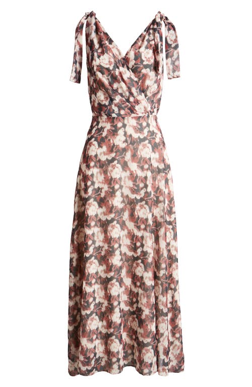 Shop Chelsea28 Tie Shoulder Maxi Dress In Burgundy Floral