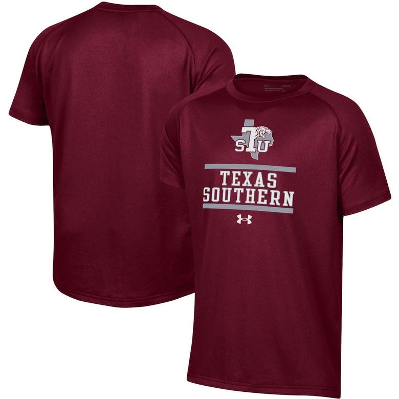 Under Armour Kids' Youth  Maroon Texas Southern Tigers Primary Logo Tech Raglan Performance T-shirt