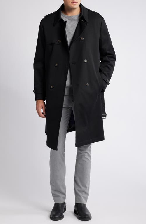 Hart Schaffner Marx Bridgeport Water Resistant Double Breasted Trench Coat In Black