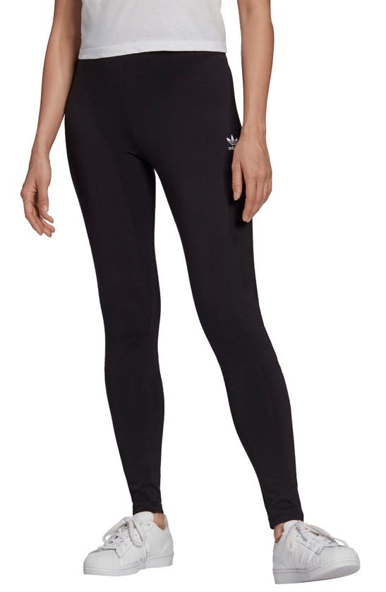 Adidas Originals Trefoil-logo Slip-on Leggings In Black/ White