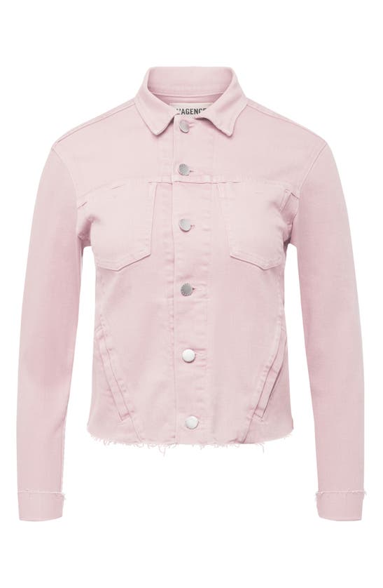 L Agence Janelle Raw Cut Slim Denim Jacket In Soft Pink