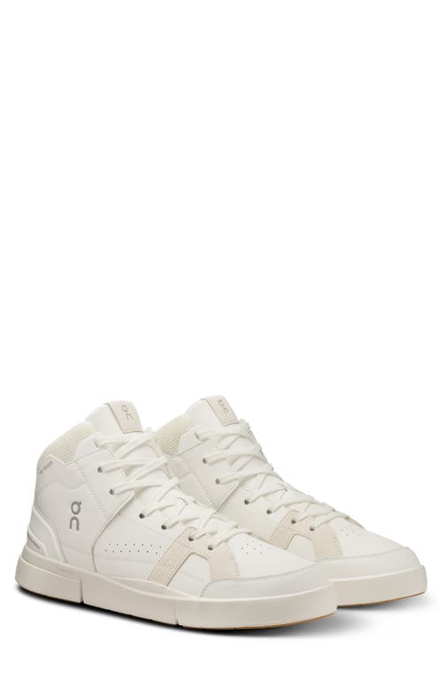On The Roger Clubhouse Mid Tennis Sneaker In White/sand