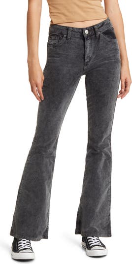 Mid-rise corduroy flared trousers - Woman
