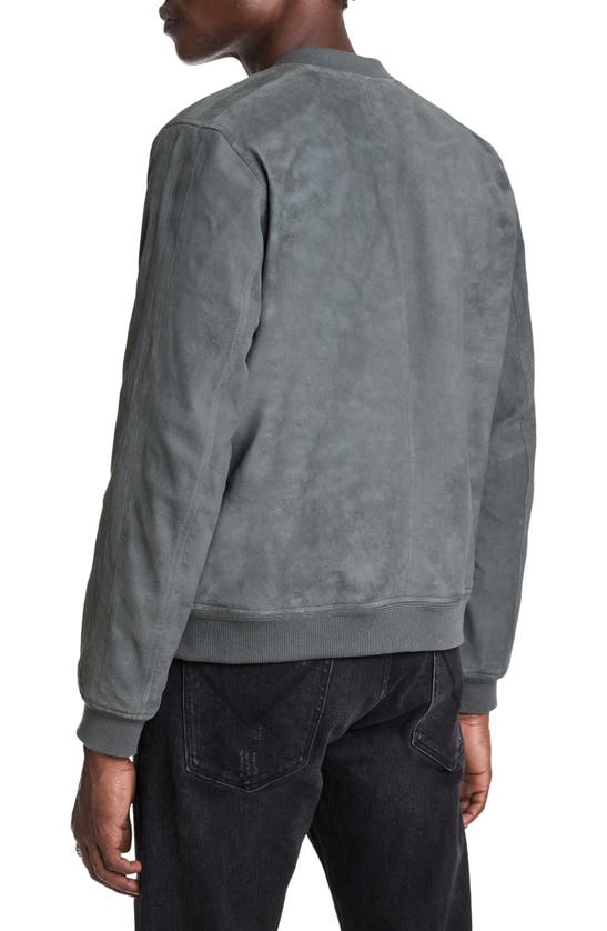 Shop John Varvatos Khai Suede Bomber Jacket In Blue Smoke