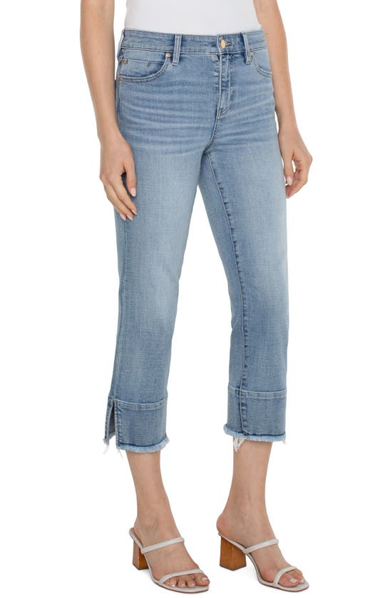 Shop Liverpool Los Angeles Liv Frayed Split Hem Non-skinny Skinny Jeans In Wolfbrook