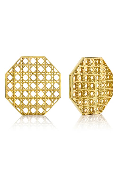ManLuu Cane Octagonal Stud Earrings in 18K Gold Vermeil