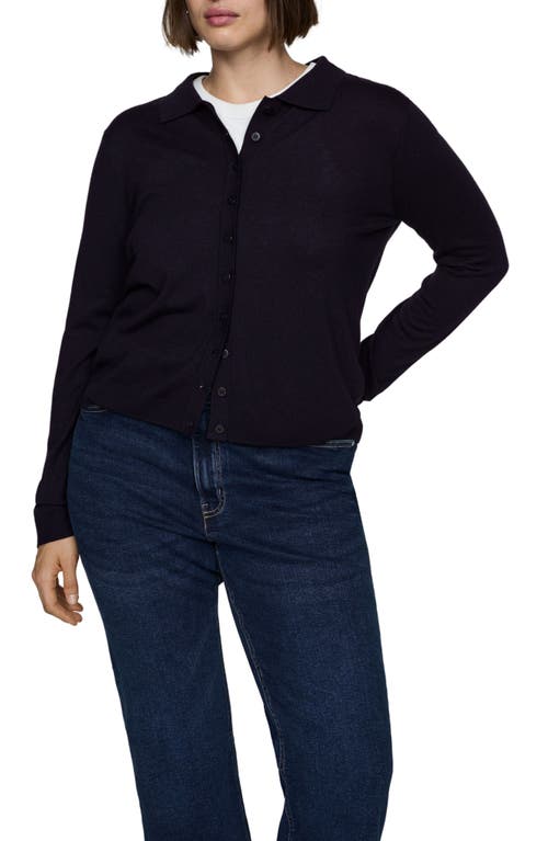 Shop Mango Polo Cardigan In Dark Navy