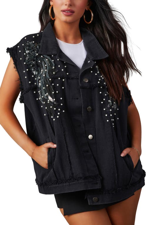 Vici Collection Kearney Oversize Denim Vest In Black