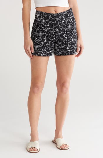 Shop Chelsea And Theodore Embroidered Cotton Eyelet Shorts In Black/white