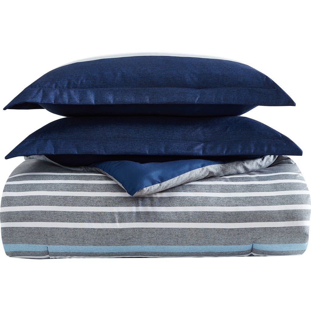 Nautica Heathered Block Stripe Comforter Set In Grey